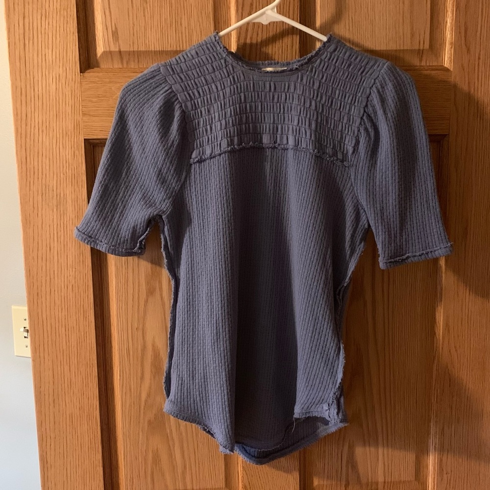 Free People We The Free NWT Care Red Delicious T-Shirt in Blue Metal Size S